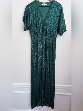 Baltic Born Mauricia Sequin Maxi Gown emerald green dress M